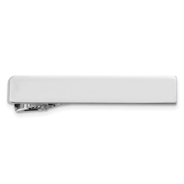 Rhodium-Plated Engravable Tie Clip