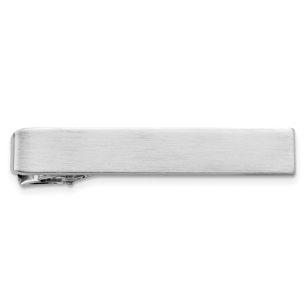 Engravable Satin Tie Bar - Rhodium-Plated