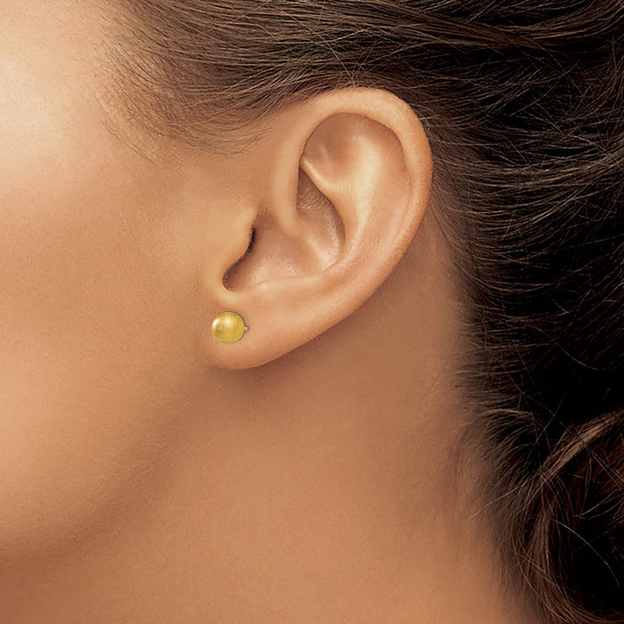 Shop Stylish 14K Gold 6mm Satin Finish Ball Stud Earrings - Affordable Luxury-3
