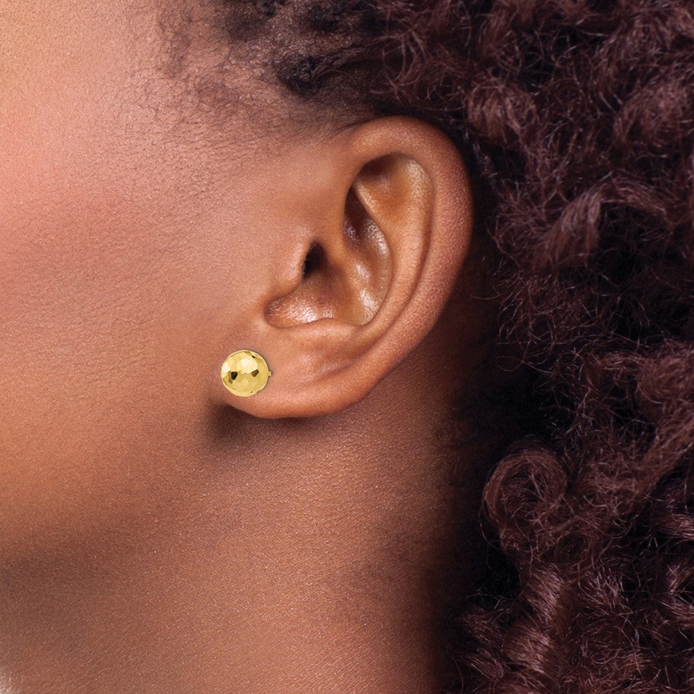 Shop Stylish 14K Gold Polished 8MM Diamond-Cut Ball Stud Earrings - Luxury Value
