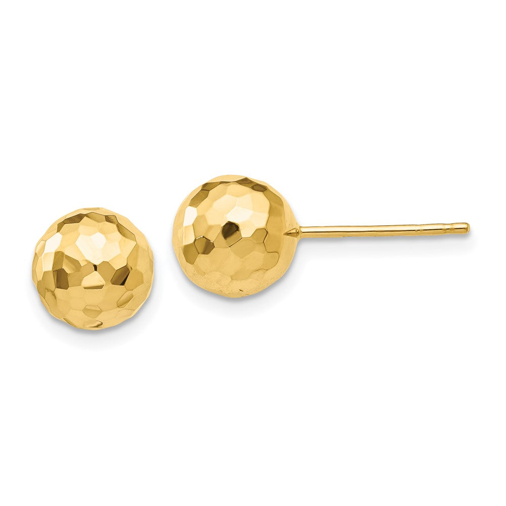 Shop Stylish 14K Gold Polished 8MM Diamond-Cut Ball Stud Earrings - Luxury Value