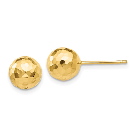 Shop Stylish 14K Gold Polished 8MM Diamond-Cut Ball Stud Earrings - Luxury Value