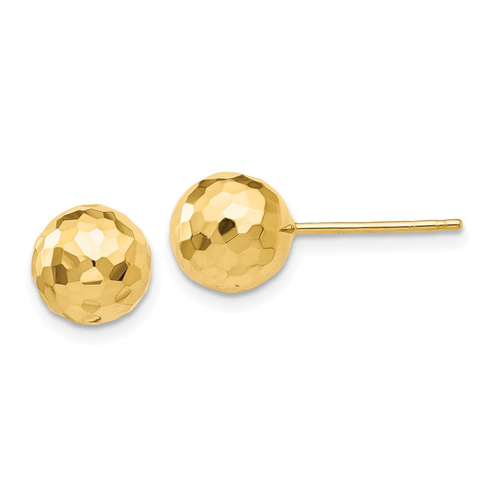 Shop Stylish 14K Gold Polished 8MM Diamond-Cut Ball Stud Earrings - Luxury Value-1