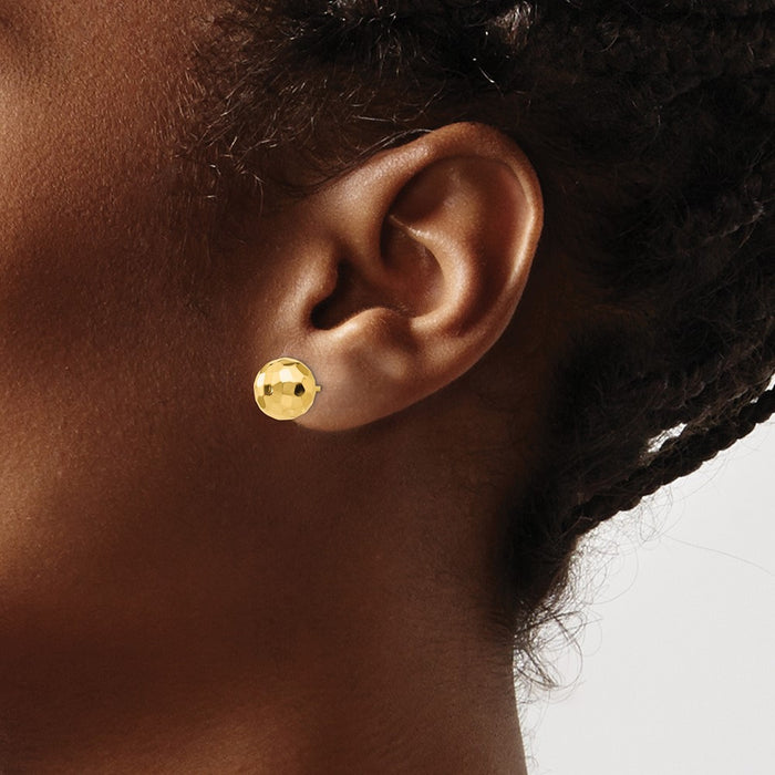 Shop Stylish 14K Gold Polished Diamond-Cut 9.5MM Ball Post Earrings-3