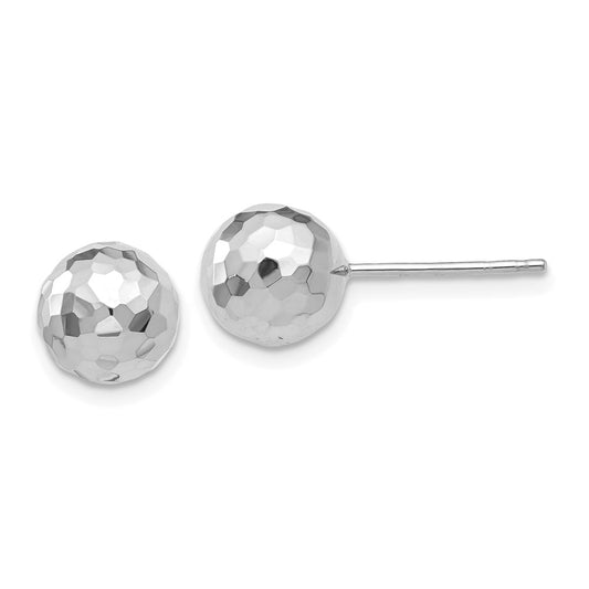 Buy Exclusive 14K White Gold Diamond-Cut 8mm Ball Stud Earrings - Stylish Value!