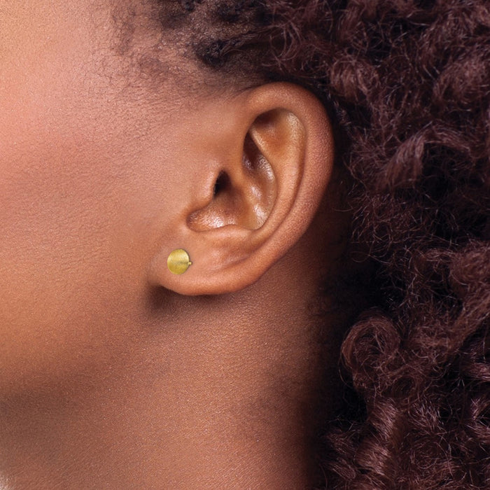 Shop Stylish 14K Gold 7mm Satin Finish Button Earrings | Luxury Value-3