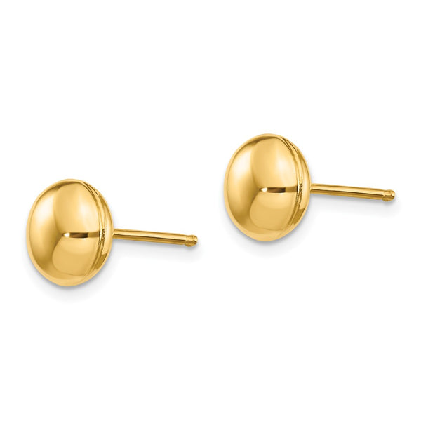 14K Gold Polished 8mm Button Stud Earrings