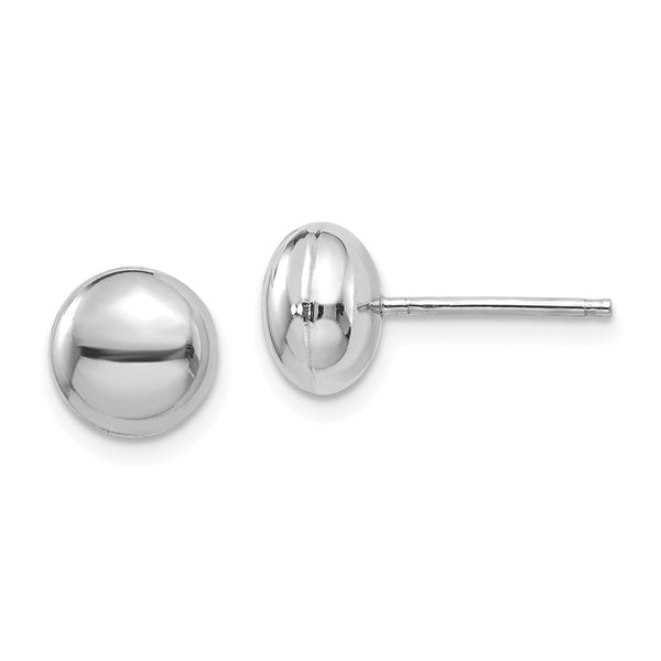 14K White Gold 8mm Button Stud Earrings