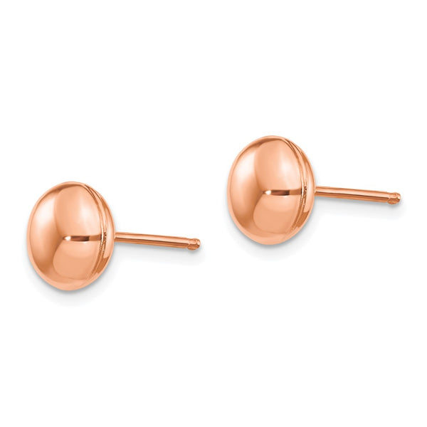 14K Rose Gold 8mm Button Stud Earrings