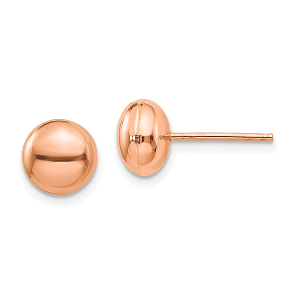 14K Rose Gold 8mm Button Stud Earrings