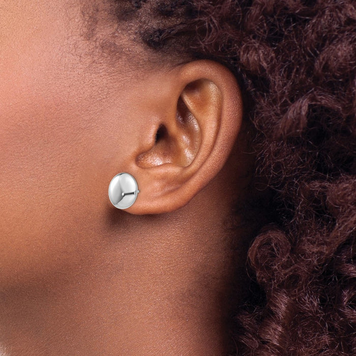 Shop Exclusive 14K White Gold Polished 12mm Button Post Earrings - Stylish Value!-3