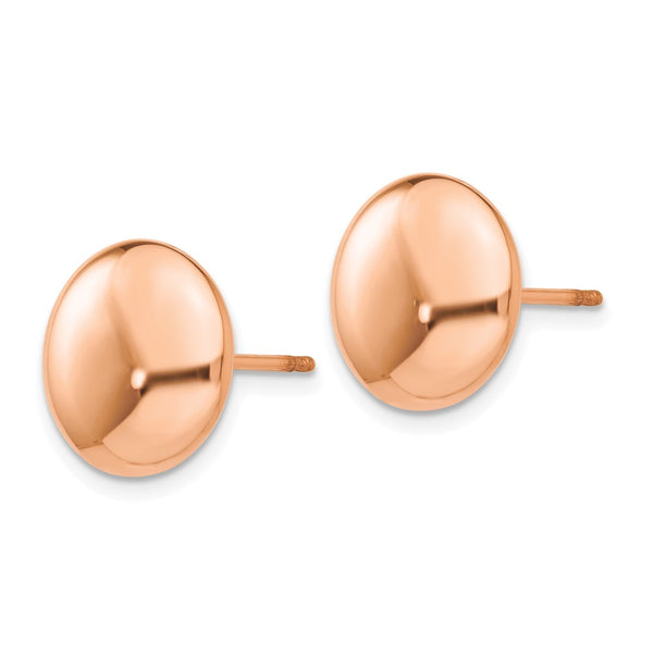 12mm 14K Rose Gold Button Stud Earrings