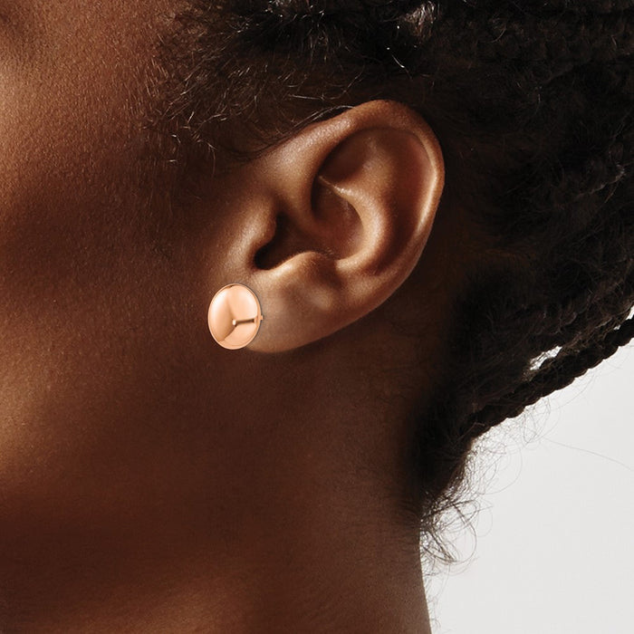 Buy Stylish 12mm 14K Rose Gold Button Stud Earrings - Luxury Affordable Jewelry-3