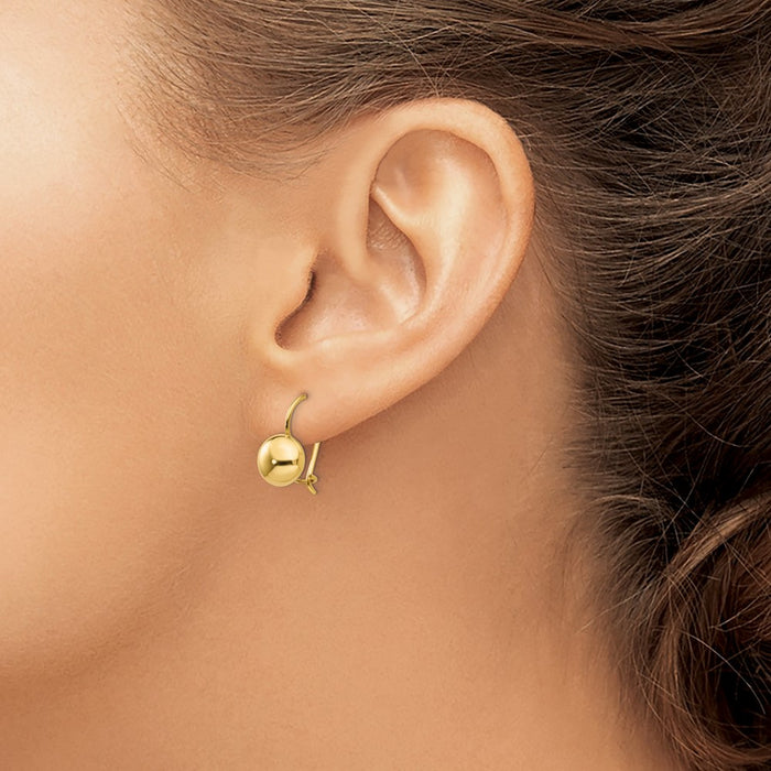 High-Quality 14K Gold Polished 8mm Button Kidney Wire Earrings - Stylish Value-3