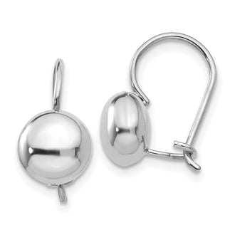 Buy Stylish 14K White Gold Polished 8mm Button Kidney Wire Earrings - Affordable Luxury