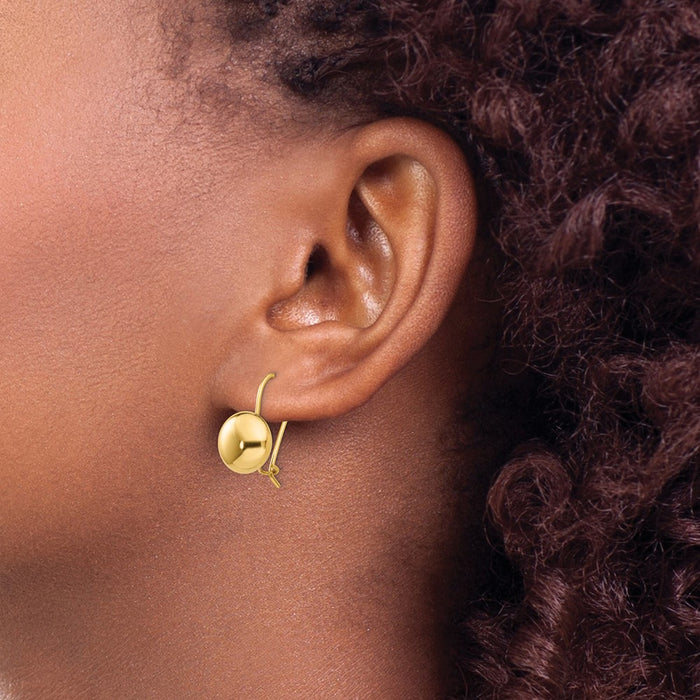 Exclusive 14K Gold 10.5mm Button Kidney Wire Earrings - Stylish Value!-3