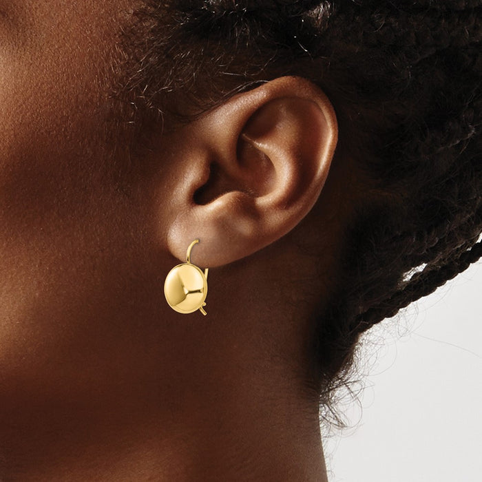 Buy Stylish 14K Gold Polished 12mm Button Kidney Wire Earrings - Luxury Value!-3