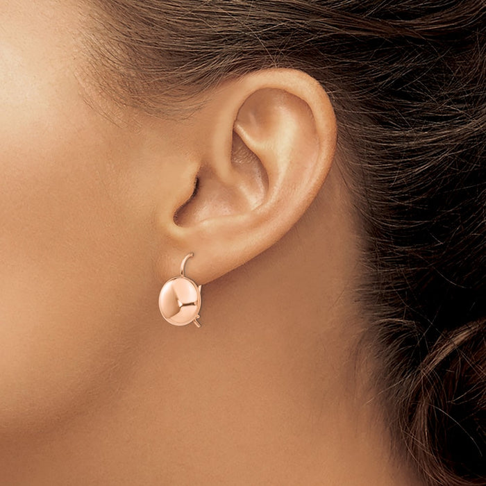 High-Quality 14K Rose Gold 12mm Button Kidney Wire Earrings - Stylish Value!-3