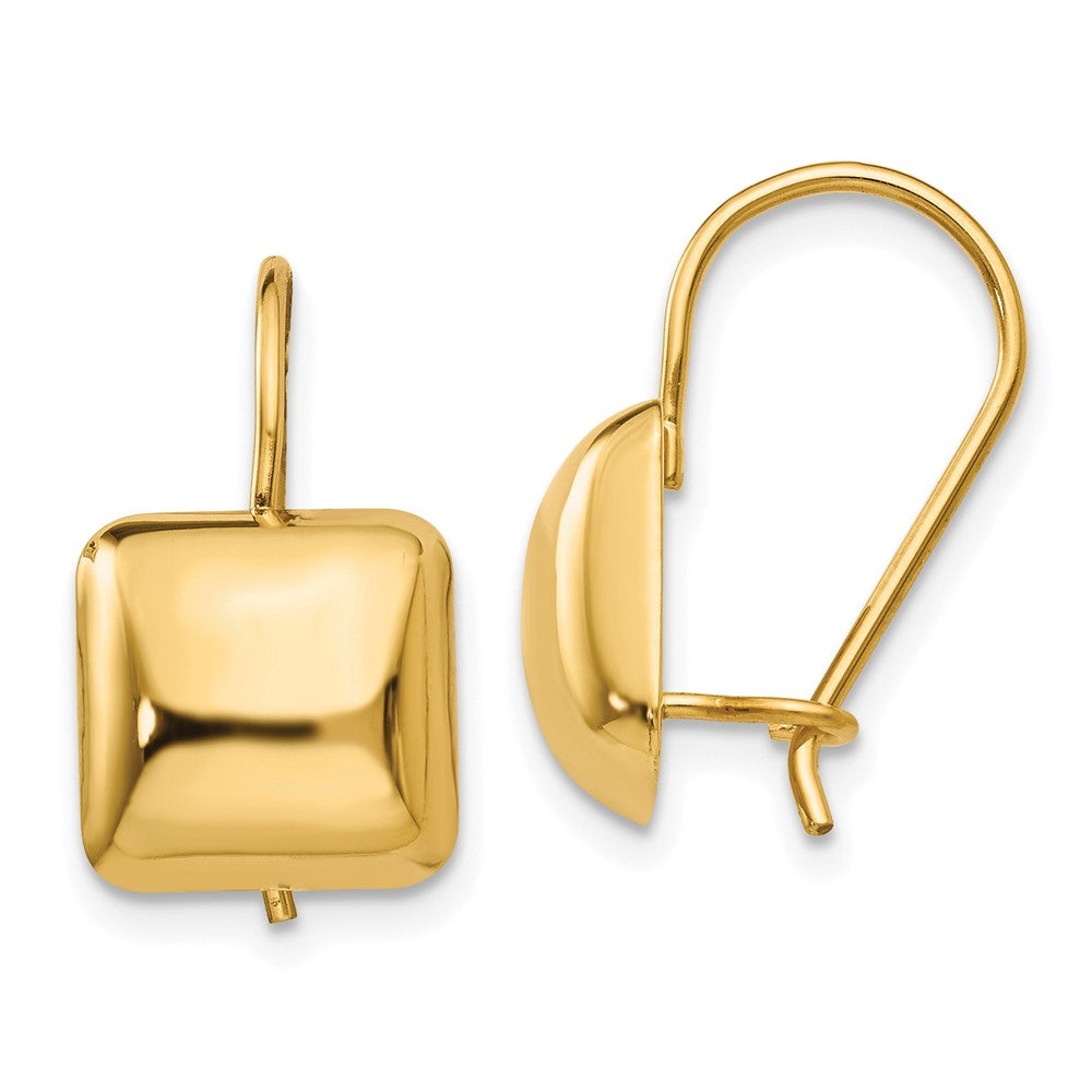 Buy Stylish 14K Gold Polished 9.5mm Puffed Square Kidney Wire Earrings