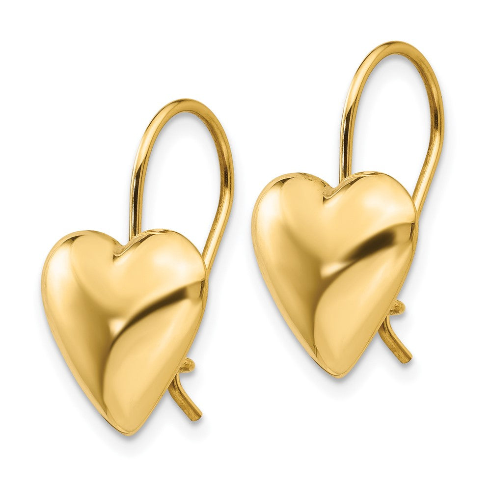 Buy Stylish 14K Gold Polished 11.5mm Puffed Heart Earrings, Luxury Design