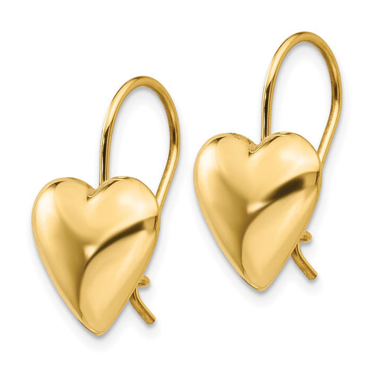 Buy Stylish 14K Gold Polished 11.5mm Puffed Heart Earrings, Luxury Design