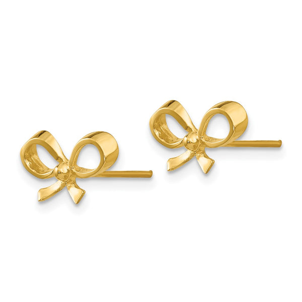 14K Gold Bow Stud Earrings