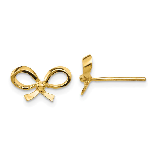 14K Gold Bow Stud Earrings