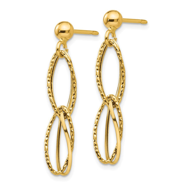 14K Gold Polished Textured Drop Earrings
