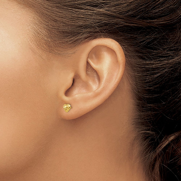Buy 14K Gold Diamond-Cut Puffed Heart Stud Earrings - Stylish & Affordable!-3