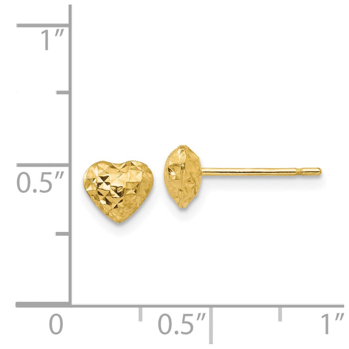 Buy 14K Gold Diamond-Cut Puffed Heart Stud Earrings - Stylish & Affordable!-4