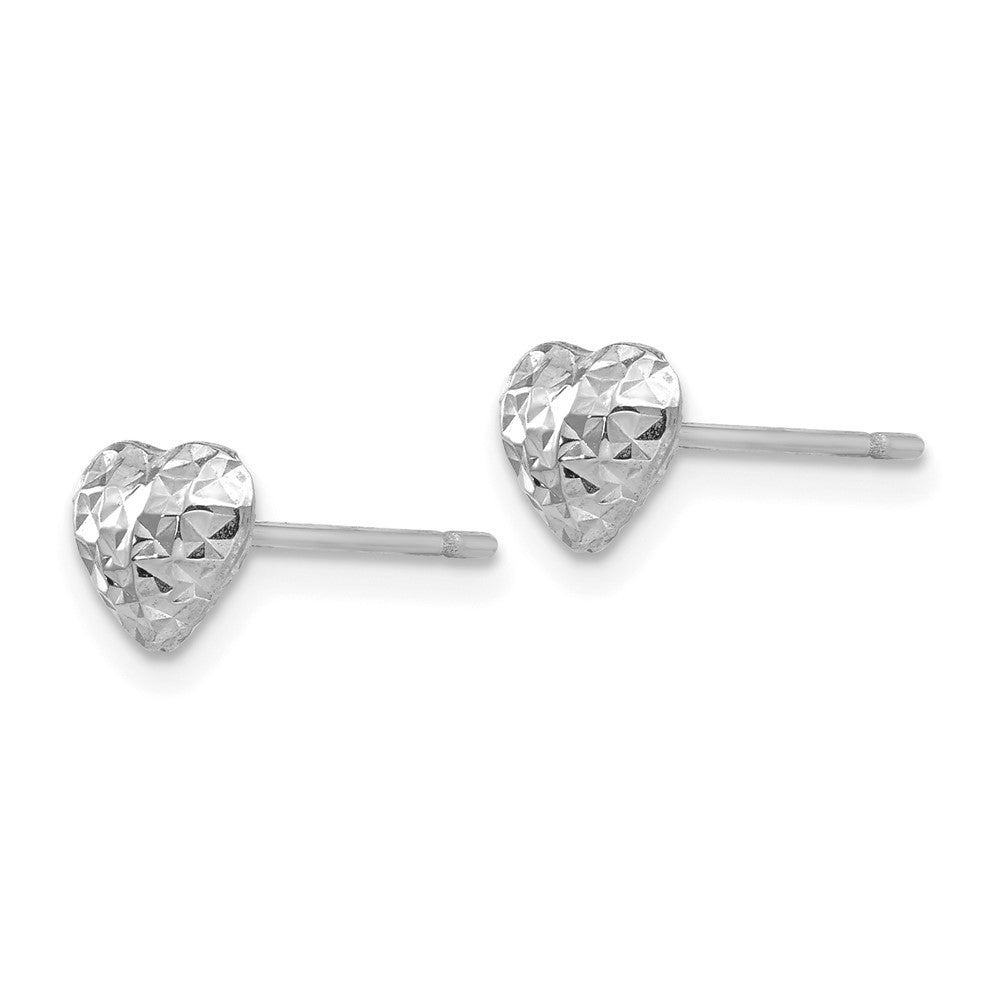 Shop 14K White Gold Diamond-Cut Puffed Heart Stud Earrings | Stylish Value!