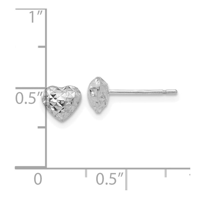 Shop 14K White Gold Diamond-Cut Puffed Heart Stud Earrings | Stylish Value!-4