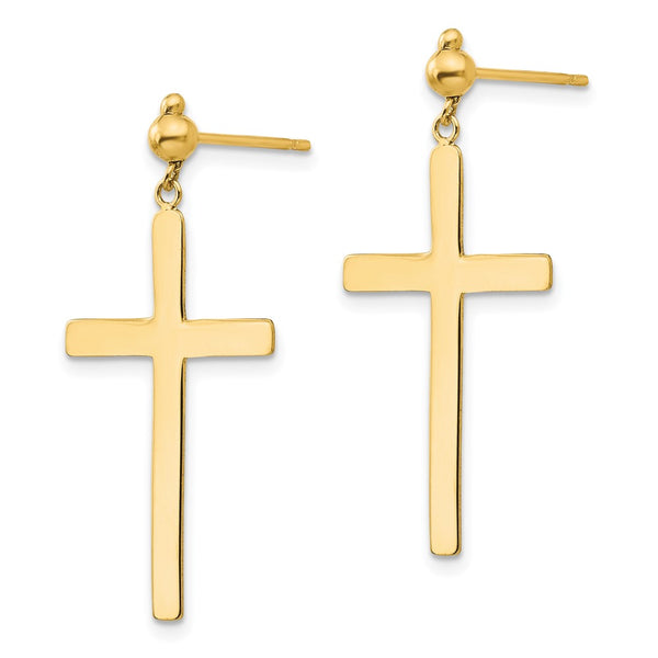 14K Gold Cross Dangle Earrings