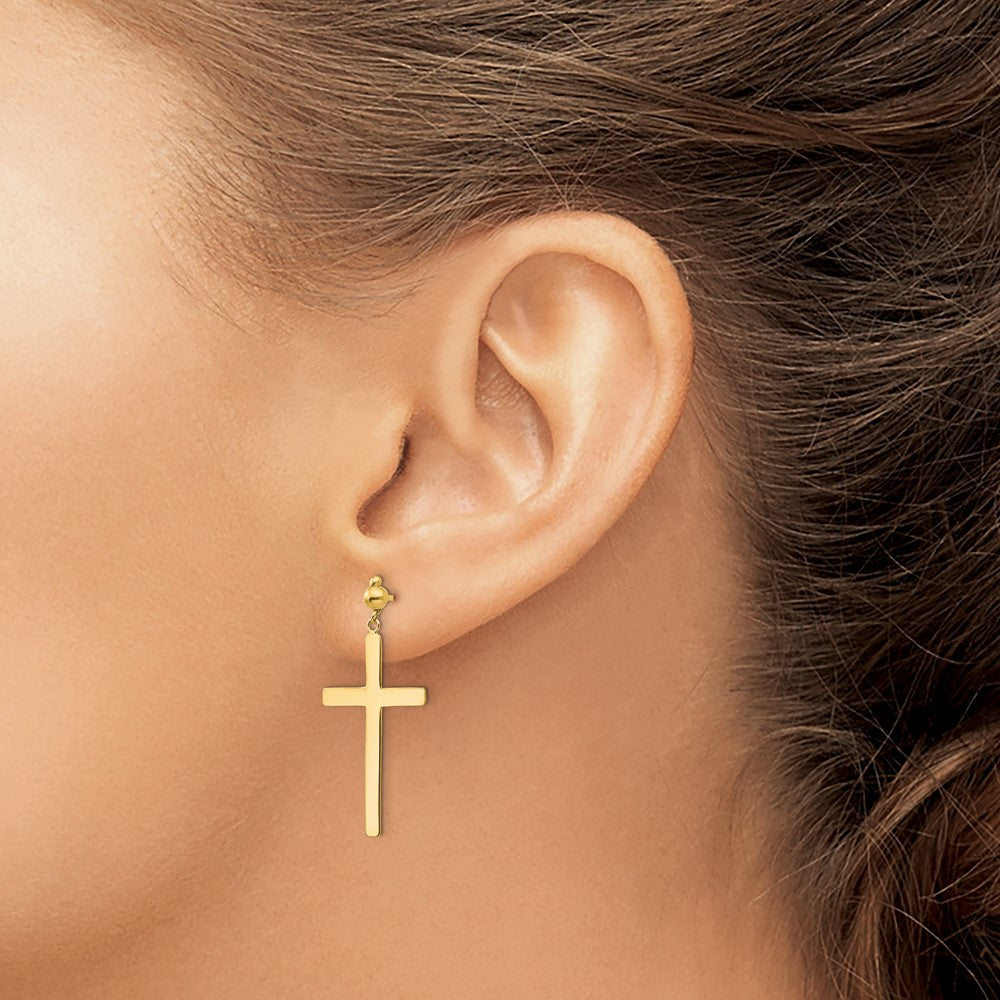 High-Quality 14K Gold Cross Dangle Earrings - Stylish & Affordable Luxury