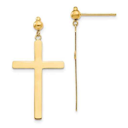 High-Quality 14K Gold Cross Dangle Earrings - Stylish & Affordable Luxury