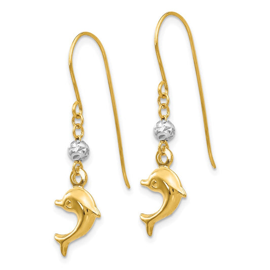 Shop Stylish 14K Two-Tone Puffed Dolphin Earrings - High-Quality Design