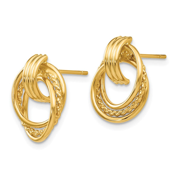 14K Gold Polished Fancy Stud Earrings - Style GR1-1017284