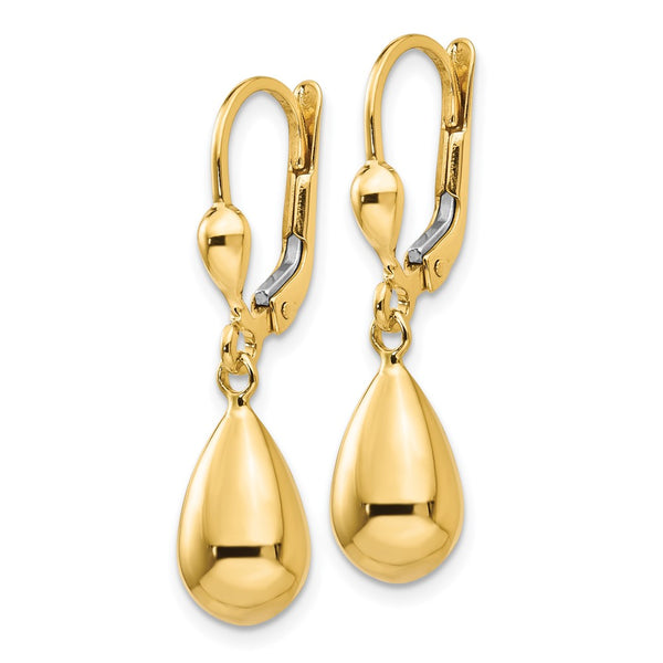 14K Gold Polished Fancy Dangle Leverback Earrings