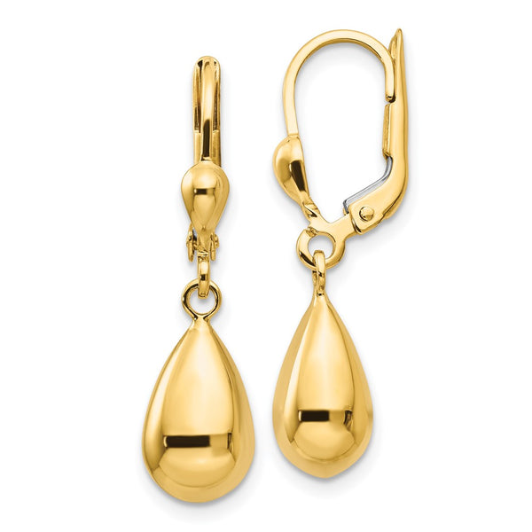 14K Gold Polished Fancy Dangle Leverback Earrings