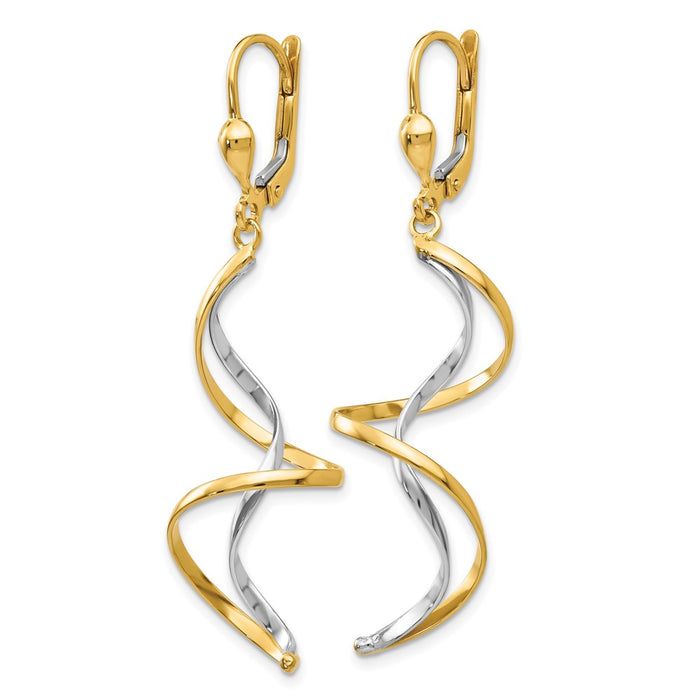 Shop Stylish 14K Two-Tone Twisted Spiral Drop Earrings - Affordable Luxury!-2