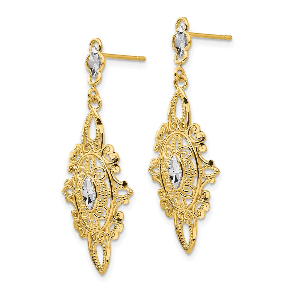 Shop Exclusive 14K Rhodium-Plated Diamond-Cut Filigree Earrings - Stylish Value