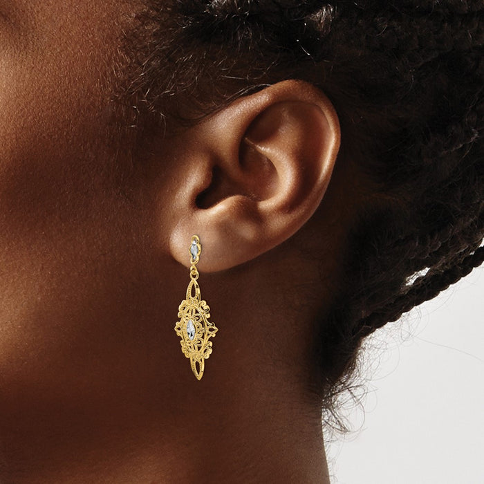 Shop Exclusive 14K Rhodium-Plated Diamond-Cut Filigree Earrings - Stylish Value-3