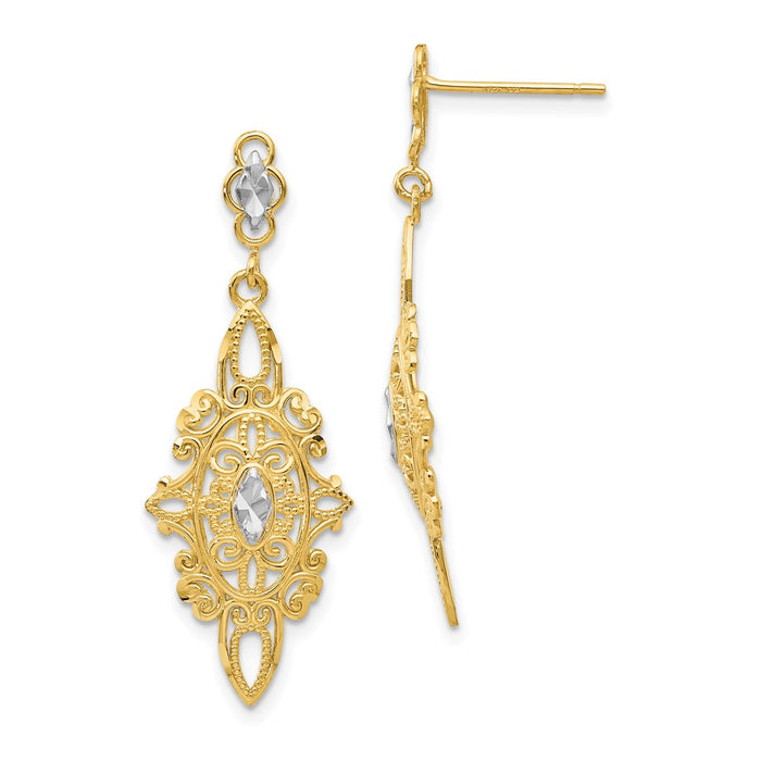 Shop Exclusive 14K Rhodium-Plated Diamond-Cut Filigree Earrings - Stylish Value-1