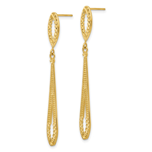 Buy Stylish 14K Gold Diamond-Cut Dangle Earrings - Affordable Luxury at 1.5"