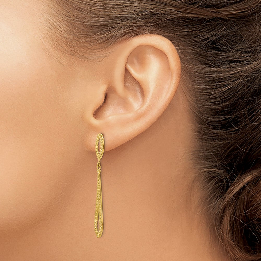 Buy Stylish 14K Gold Diamond-Cut Dangle Earrings - Affordable Luxury at 1.5"