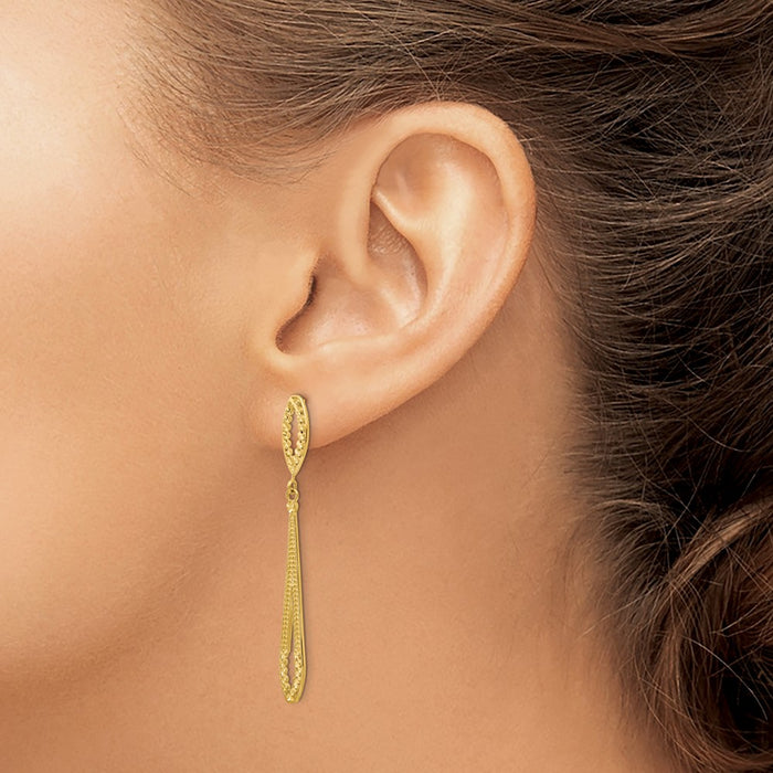 Buy Stylish 14K Gold Diamond-Cut Dangle Earrings - Affordable Luxury at 1.5"-3