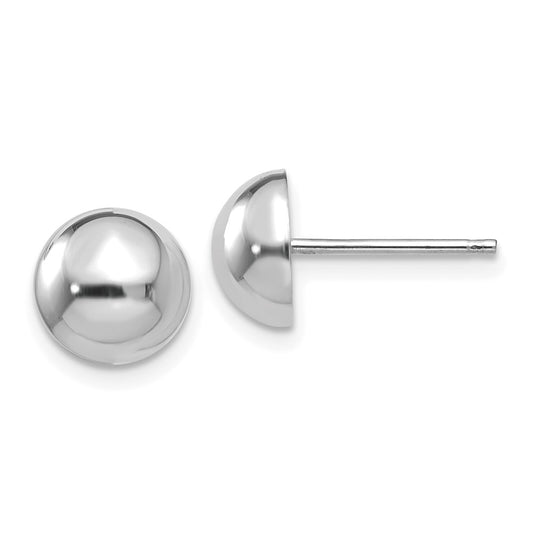 High-Quality 14K White Gold 8mm Half Ball Stud Earrings | Stylish Value Deal