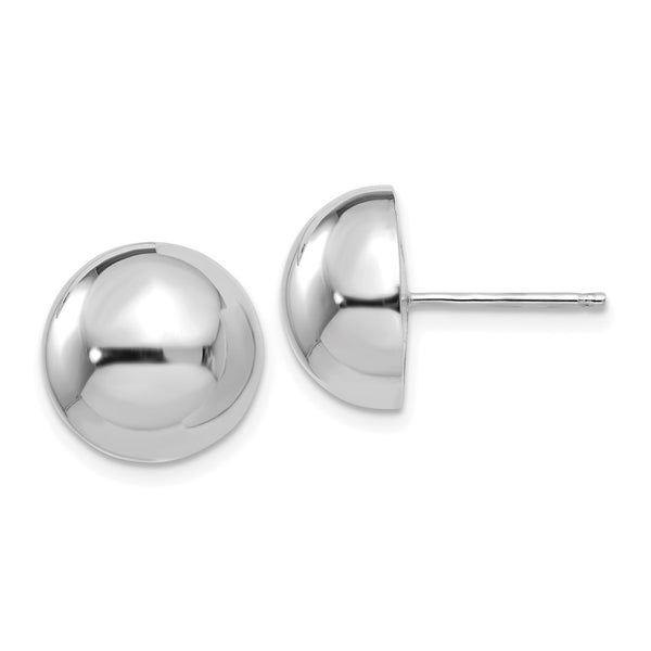 14K White Gold 12mm Half Ball Stud Earrings