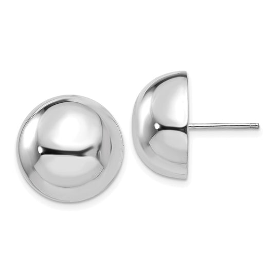 Shop Stylish 14K White Gold 16mm Half Ball Stud Earrings - Affordable Luxury!