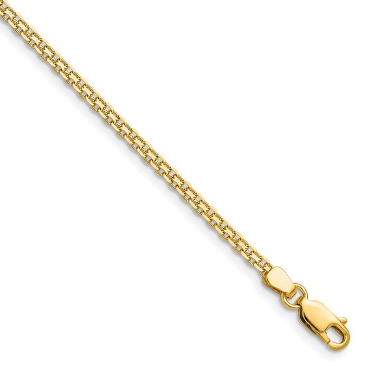 Buy Stylish 14K Gold 2.2mm Lightweight Flat Bismarck Chain Anklet - Luxury Value